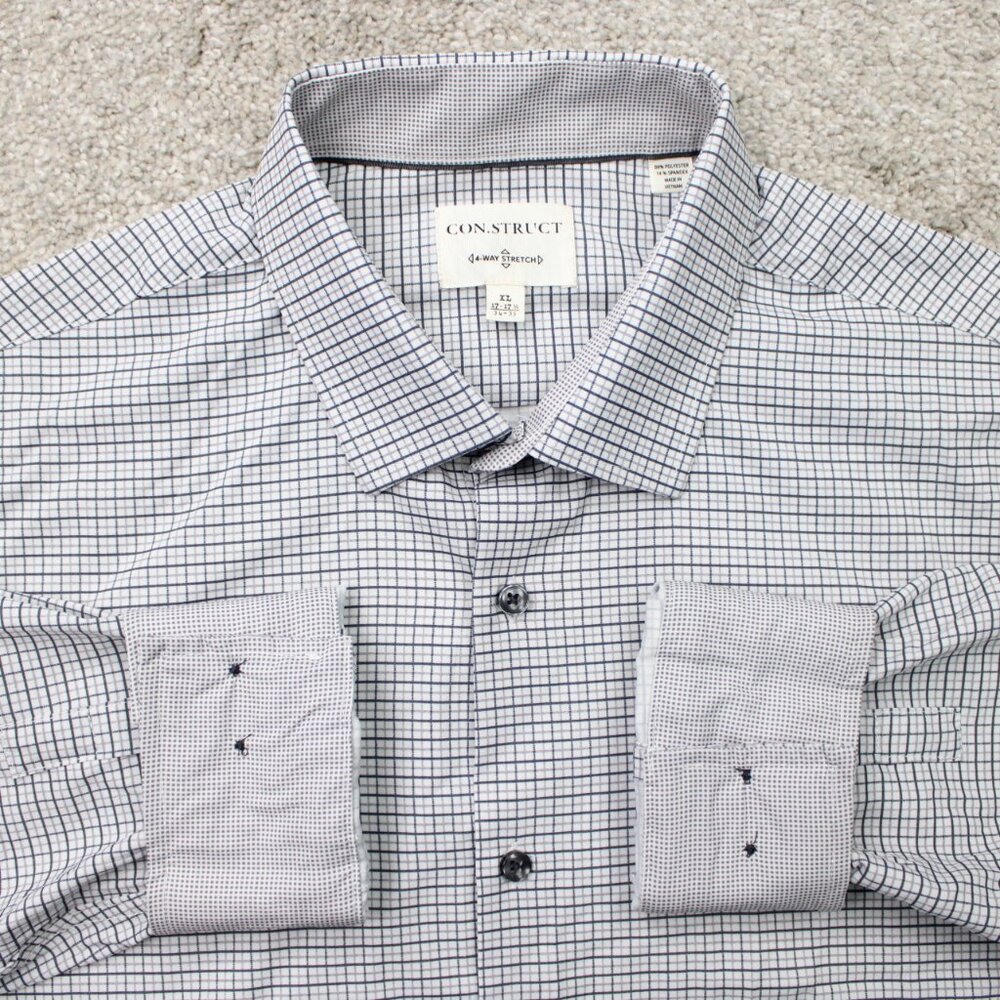 Construct Shirt Mens XL, 17-17 1/2, 34/35 Black/Gray 4 Way‎ Stretch Long Sleeve